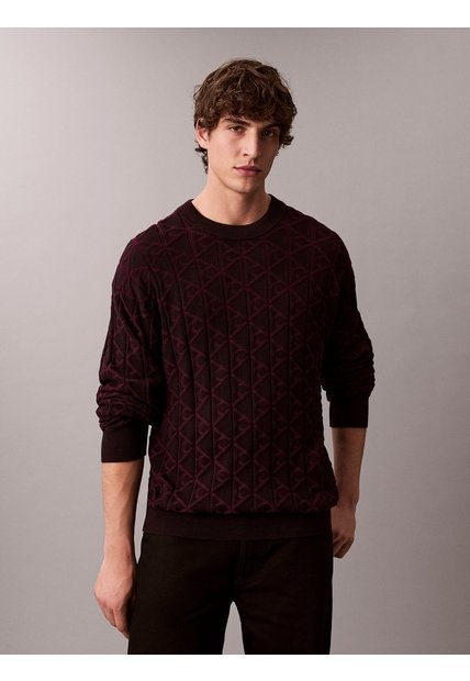 Saco Rojo Tejido De Algodón Con Cuello Redondo Calvin Klein