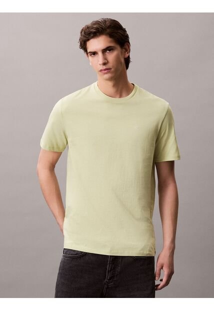 Camiseta Verde De Algodón Con Monograma Bordado Calvin Klein