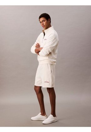 Pantaloneta Blanca De Felpa Con Logotipo Bordado Calvin Klein