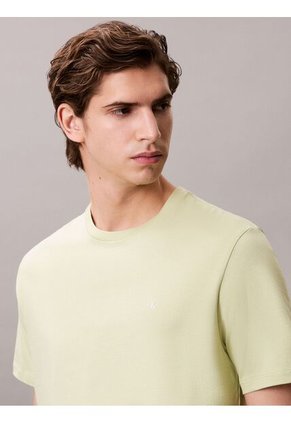 Camiseta Verde De Algodón Con Monograma Bordado Calvin Klein