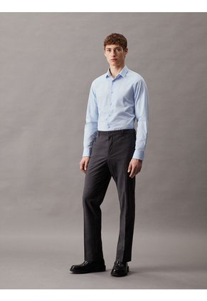 Camisa Azul Slim De Popelín Elástico Calvin Klein