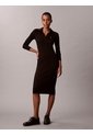 Vestido Negro Midi Con Cuello Tipo Johnny Calvin Klein de Calvin Klein