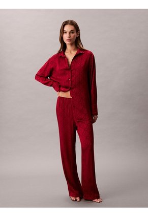 Pantalón Multicolor De Pijama De Satén Brillante Con Estampado Calvin Klein