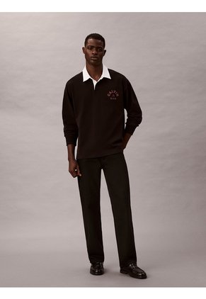 Polo Negro Compact Rugby De Manga Larga Calvin Klein