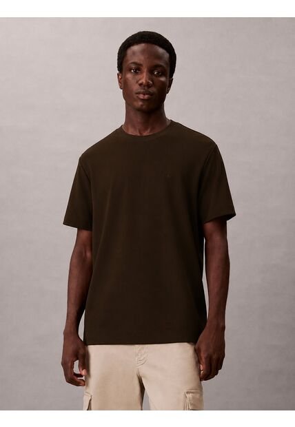 Camiseta Café De Algodón Interlock Calvin Klein
