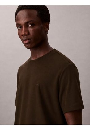 Camiseta Café De Algodón Interlock Calvin Klein