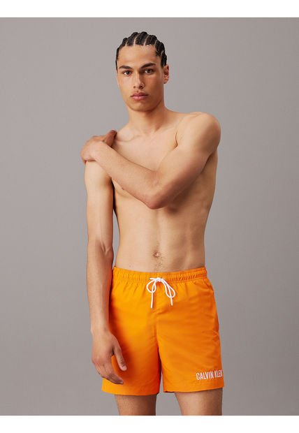 Traje Naranja De Baño De Largo Medio Con Cordón - Intense Power Calvin Klein