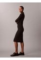 Vestido Negro Midi Con Cuello Tipo Johnny Calvin Klein de Calvin Klein