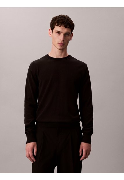 Saco Negro Tejido Clásico Acanalado De Algodón Supima Calvin Klein