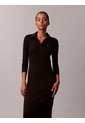Vestido Negro Midi Con Cuello Tipo Johnny Calvin Klein de Calvin Klein