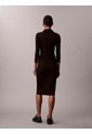 Vestido Negro Midi Con Cuello Tipo Johnny Calvin Klein de Calvin Klein