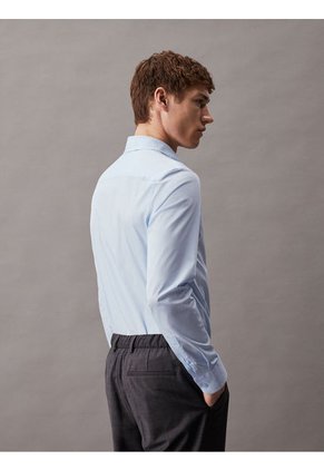 Camisa Azul Slim De Popelín Elástico Calvin Klein