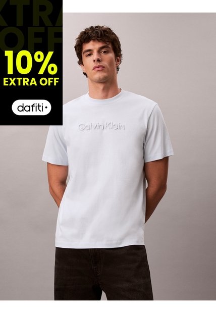 Camiseta Celeste Con Logo En Relieve Calvin Klein