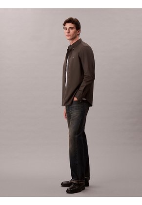 Camisa Gris Clásica En Tejido Oxford Calvin Klein