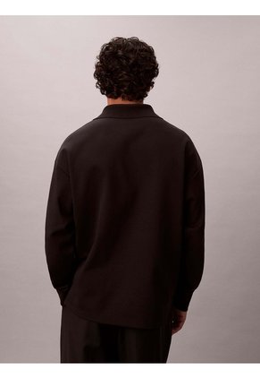 Polo Negro Manga Larga De Canalé Doble Cara Calvin Klein