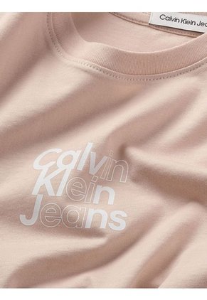 Camiseta Niña Rosada Regular Con Logo Calvin Klein