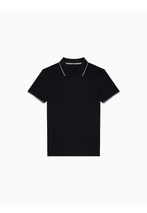 Polo Negro Piqué De Algodón Calvin Klein