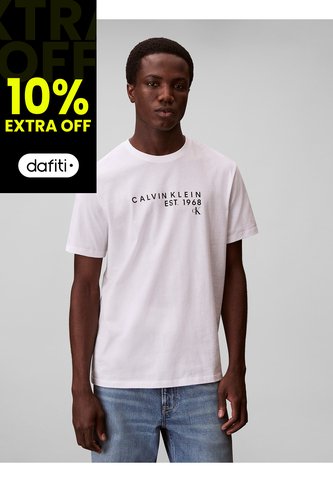 Camiseta Blanca Con Gráfico De Logo Calvin Klein Calvin Klein
