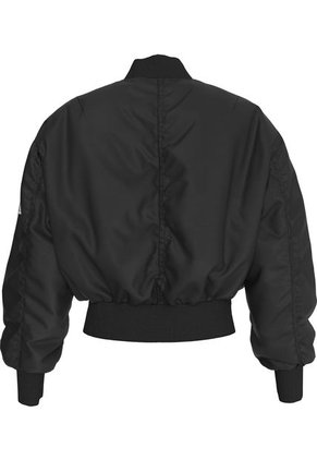 Chaqueta Negra Bomber Holgada De Satén Calvin Klein