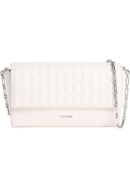 Bolso Beige Cruzado Acolchado Con Solapa Calvin Klein
