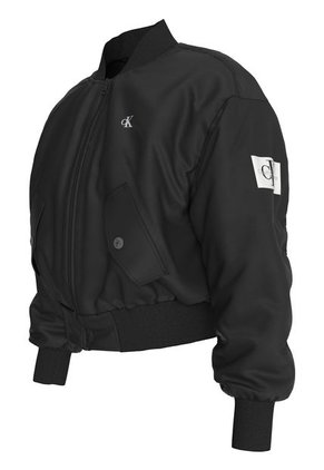 Chaqueta Negra Bomber Holgada De Satén Calvin Klein