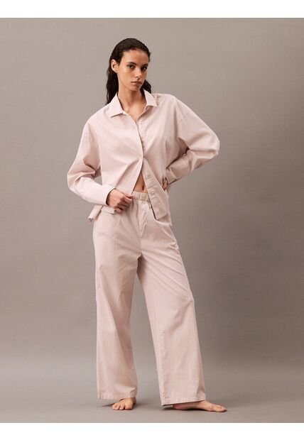 Pantalón Blanco Largo Ancho De Pijama - Cotton Poplin Calvin Klein