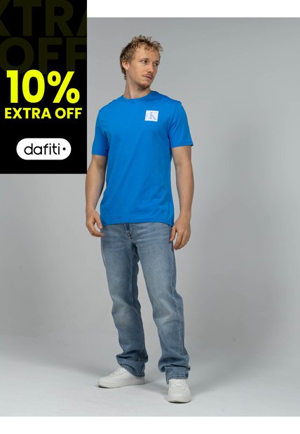 Camiseta Azul De Manga Corta Con Logo Calvin Klein