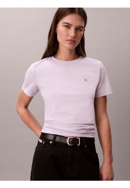 Camiseta Morado De Algodón Con Logo De Archivo Calvin Klein