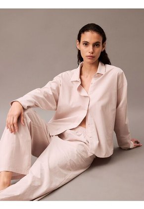 Pantalón Blanco Largo Ancho De Pijama - Cotton Poplin Calvin Klein