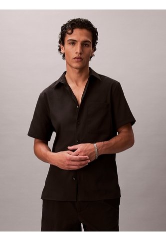 Camisa Negra Manga Corta De Seersucker Calvin Klein Calvin Klein