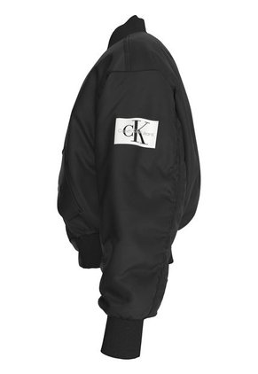 Chaqueta Negra Bomber Holgada De Satén Calvin Klein