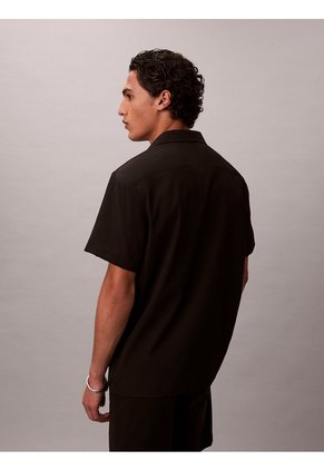 Camisa Negra Manga Corta De Seersucker Calvin Klein