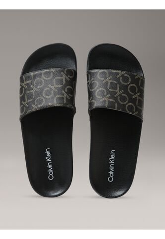 Sandalias Negro Con Estampado De Monograma Calvin Klein Calvin Klein