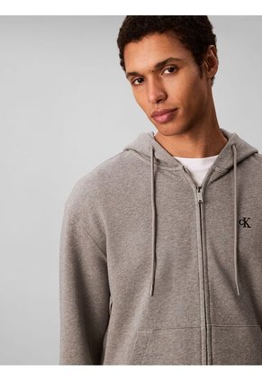 Buzo Gris Con Capota Y Cierre De Cremallera Calvin Klein