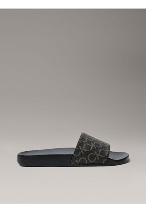 Sandalias Negro Con Estampado De Monograma Calvin Klein