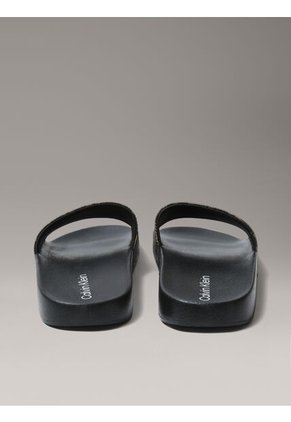 Sandalias Negras Con Estampado De Monograma Calvin Klein