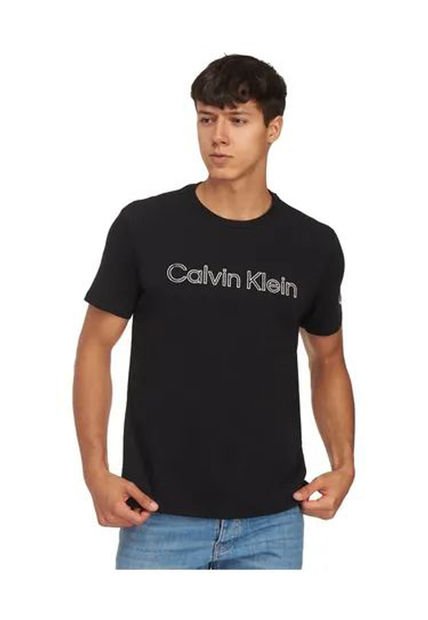 Camiseta Negra Con Logo Traveling Calvin Klein