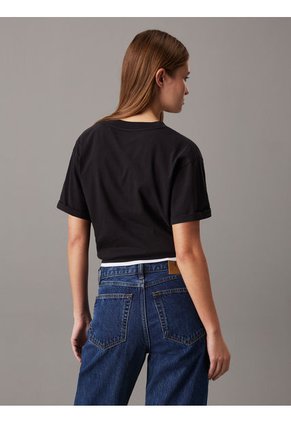 Camiseta Negra Holgada Con Monograma Calvin Klein