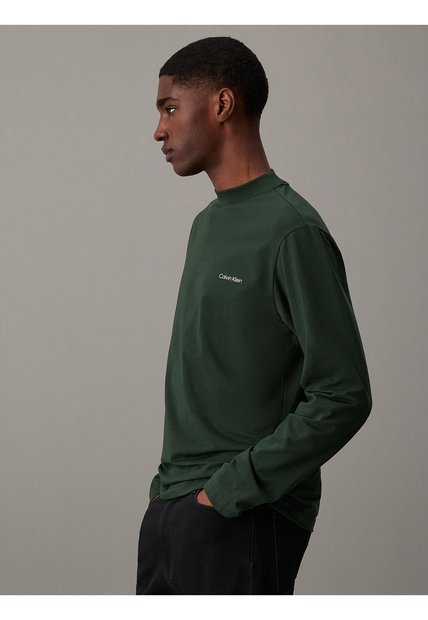 Camiseta Verde Oscuro De Manga Larga Con Cuello Perkins Calvin Klein