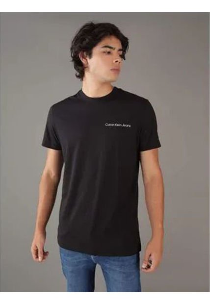 Camiseta Negra Slim Con Logo Institutional Calvin Klein