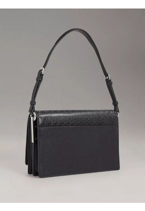 Bolso Negro De Hombro Elongated Con Monograma Calvin Klein