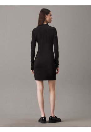 Vestido Negro De Manga Larga De Punto Milano Calvin Klein