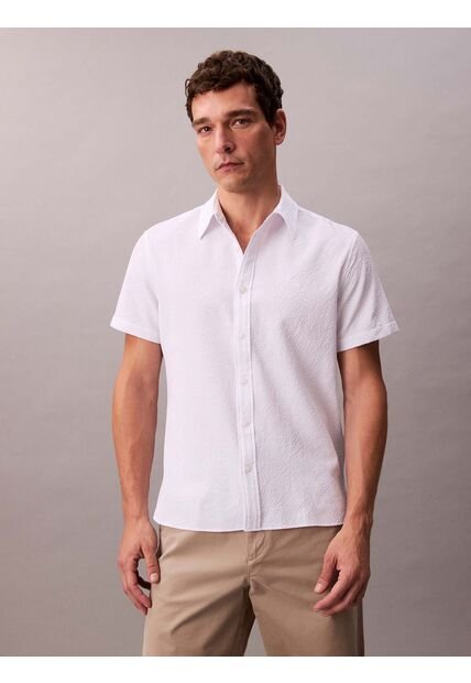 Camisa Blanca Classic De Tejido Arrugado Calvin Klein