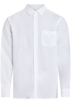 Camisa Blanca De Lino Y Algodón Calvin Klein