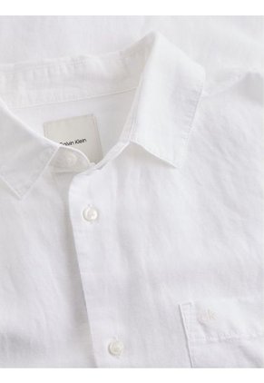 Camisa Blanca De Lino Y Algodón Calvin Klein