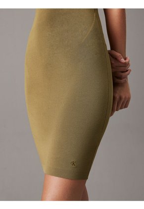 Vestido Verde Estilo Bodycon De Punto Canal Calvin Klein