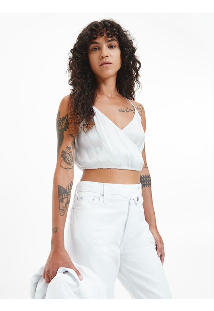 Crop Top Gris Con Logo Para Mujer Calvin Klein