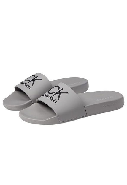 Sandalias Gris Con Monograma Calvin Klein