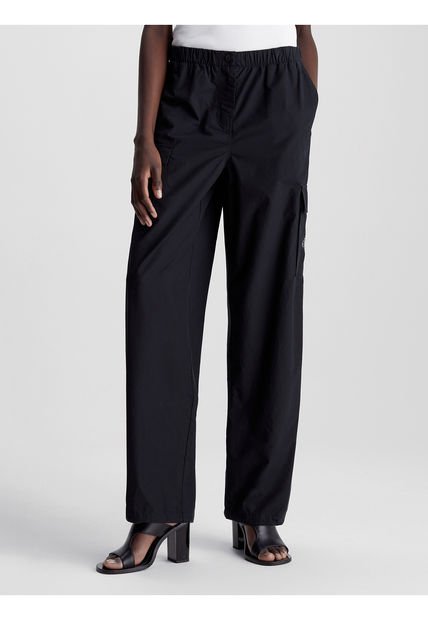 Pantalón Negro Cargo Recto De Algodón Calvin Klein