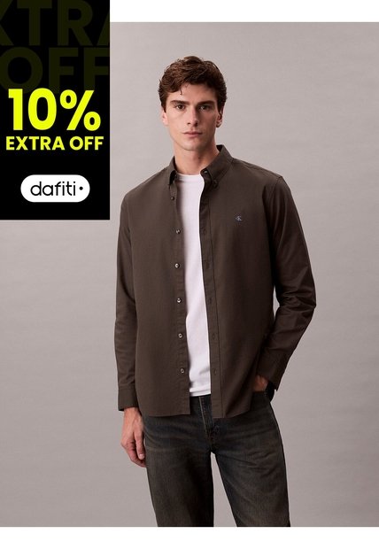 Camisa Gris Clásica En Tejido Oxford Calvin Klein